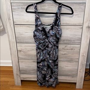 Santiki black and blue feather design dress